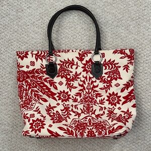 Banana Republic Red and Cream Batik Tote Bag